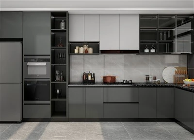 Gabinetes de cocina lacados en negro
