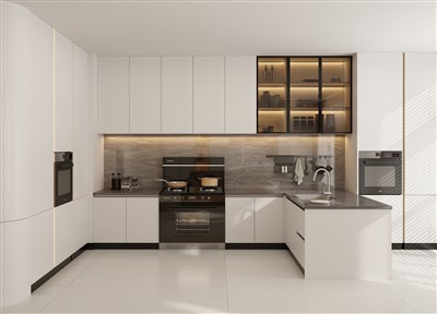 Gabinetes de cocina contemporáneos blancos