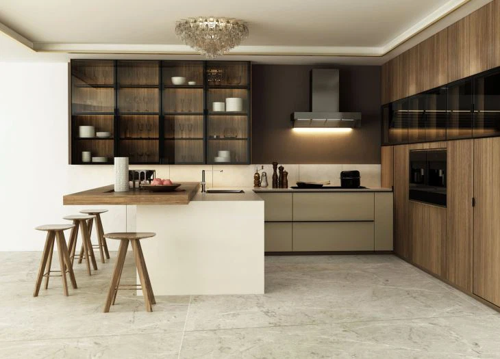 Gabinete de cocina moderno de melamina enchapada
