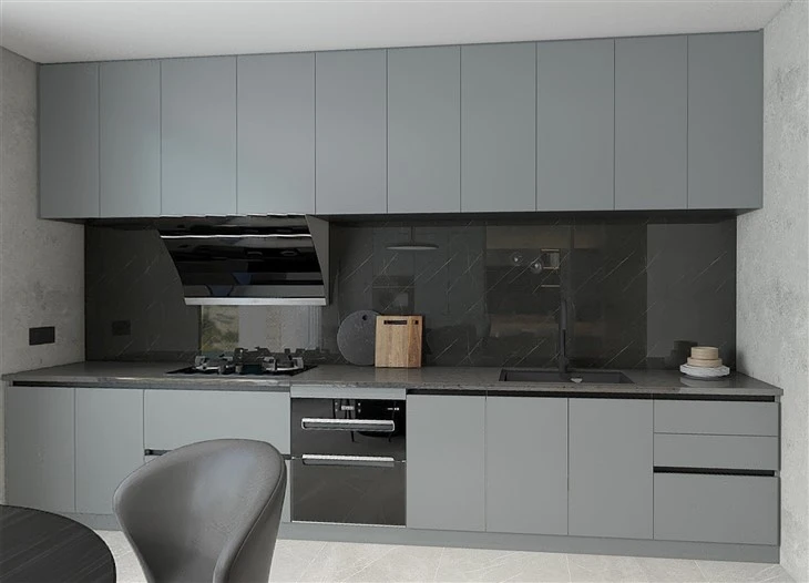 Gabinetes de cocina minimalistas grises