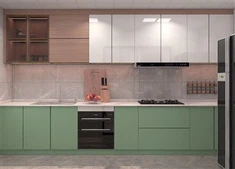 Gabinetes de cocina con recubrimiento en polvo