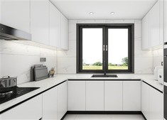Gabinete de cocina blanca UV