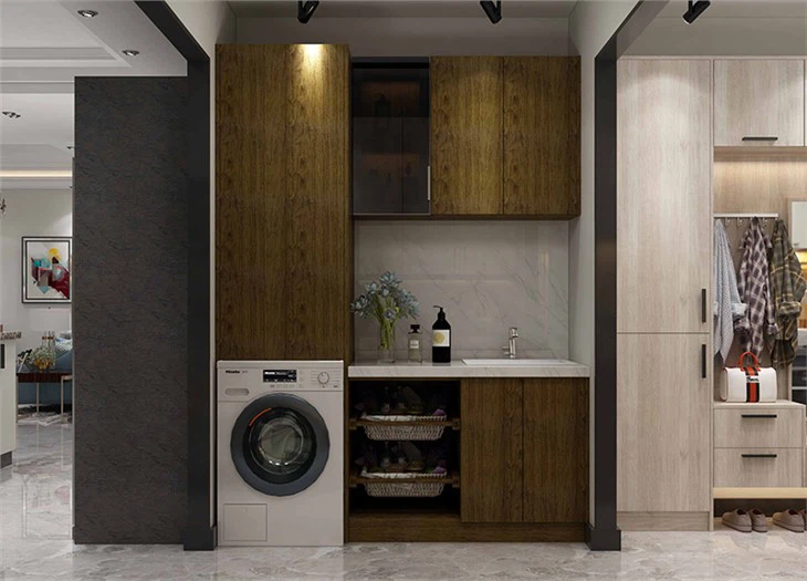 Wood Grain Laundry Cabinet