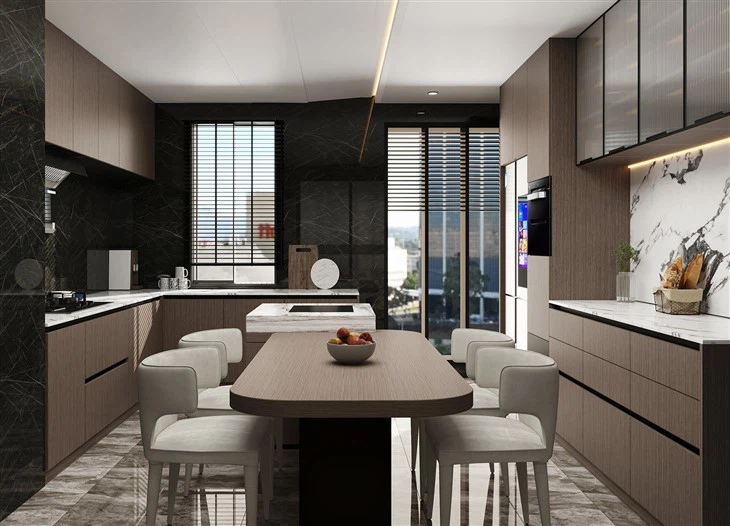 Modern Walnut Kitchen Cabinets factory