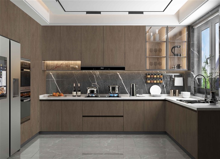 Wood Grain Laminate Kitchen Cabinet suppliers